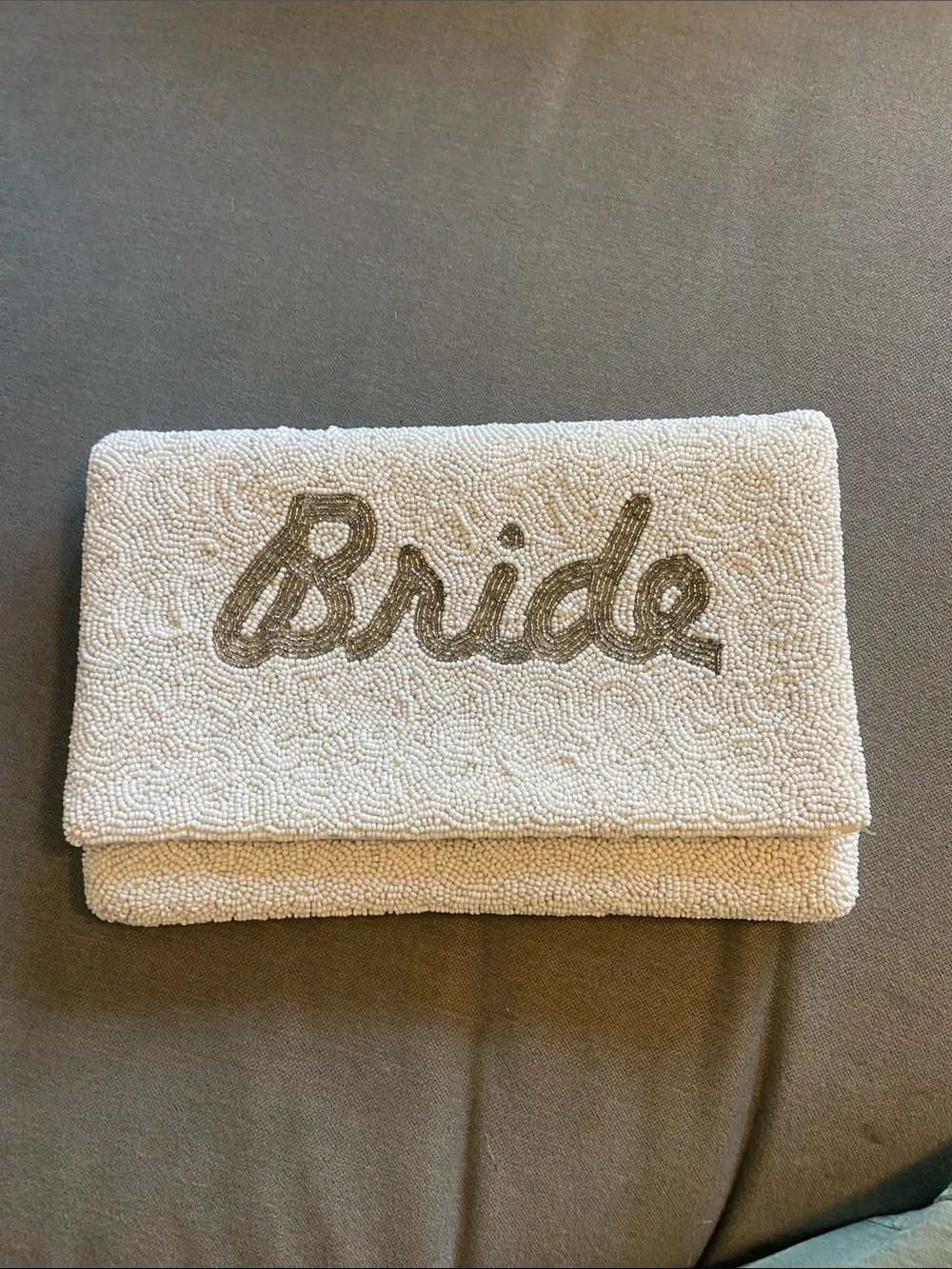 Bride Embroidered Beaded Clutch - Cream